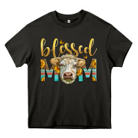 Asphalt Western Blessed Mom Charolais Bull Heavy Core Tee - LillyAllenDesigns
