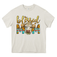 Cream Western Blessed Mom Charolais Bull Heavy Core Tee - LillyAllenDesigns