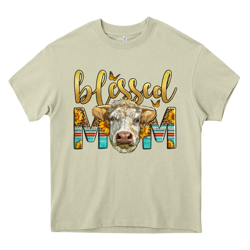 Western Blessed Mom Charolais Bull Heavy Core Tee by LillyAllenDesigns | Teevron
