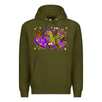 Army Green Mardi Gras Hearts Premium Hoodie - BundleAndBundleShop