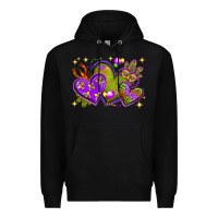 Black Mardi Gras Hearts Premium Hoodie - BundleAndBundleShop