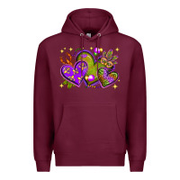 Burgundy Mardi Gras Hearts Premium Hoodie - BundleAndBundleShop