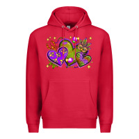 Cardinal Mardi Gras Hearts Premium Hoodie - BundleAndBundleShop
