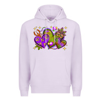 Lilac Mardi Gras Hearts Premium Hoodie - BundleAndBundleShop
