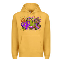 Mustard Mardi Gras Hearts Premium Hoodie - BundleAndBundleShop