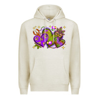 Oatmeal Heather Mardi Gras Hearts Premium Hoodie - BundleAndBundleShop