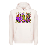 Pale Pink Mardi Gras Hearts Premium Hoodie - BundleAndBundleShop