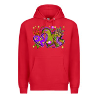 Red Mardi Gras Hearts Premium Hoodie - BundleAndBundleShop