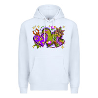 White Mardi Gras Hearts Premium Hoodie - BundleAndBundleShop
