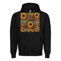 Black sunflower and leopard seamless pattern Zipper Hoodie - BundleAndBundleShop