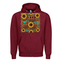 Burgundy sunflower and leopard seamless pattern Zipper Hoodie - BundleAndBundleShop