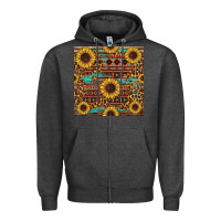 Charcoal Heather sunflower and leopard seamless pattern Zipper Hoodie - BundleAndBundleShop