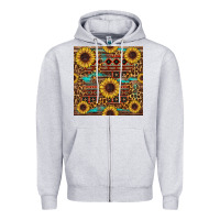 Heather Grey sunflower and leopard seamless pattern Zipper Hoodie - BundleAndBundleShop