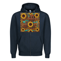 Navy sunflower and leopard seamless pattern Zipper Hoodie - BundleAndBundleShop