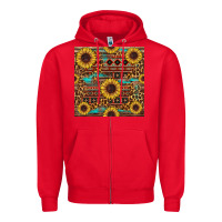 Red sunflower and leopard seamless pattern Zipper Hoodie - BundleAndBundleShop