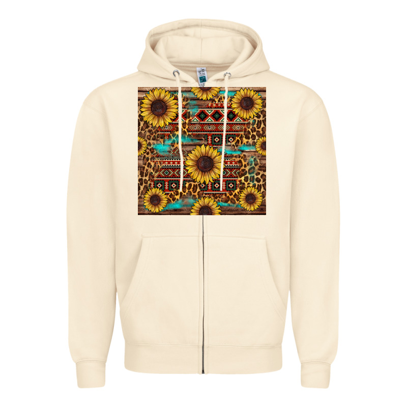 Sunflower And Leopard Seamless Pattern Zipper Hoodie by BundleAndBundleShop | Teevron