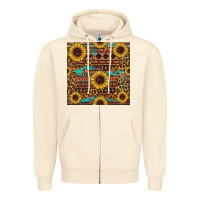 Sandshell sunflower and leopard seamless pattern Zipper Hoodie - BundleAndBundleShop