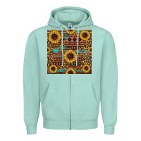 Seafoam sunflower and leopard seamless pattern Zipper Hoodie - BundleAndBundleShop