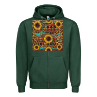 Sports Green sunflower and leopard seamless pattern Zipper Hoodie - BundleAndBundleShop