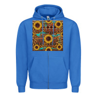 True Royal sunflower and leopard seamless pattern Zipper Hoodie - BundleAndBundleShop