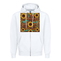 White sunflower and leopard seamless pattern Zipper Hoodie - BundleAndBundleShop