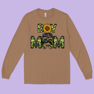 Boy Mom Long Sleeve Tee Designed By Cowhidedigitalart