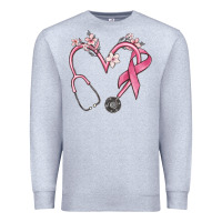 Heather Grey stethoscope nurse medical breast cancer awareness Premium Sweatshirt - MaliasSmallBusiness