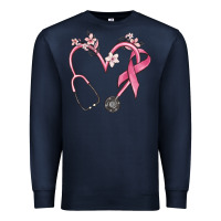 Navy stethoscope nurse medical breast cancer awareness Premium Sweatshirt - MaliasSmallBusiness