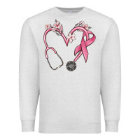 Oatmeal Heather stethoscope nurse medical breast cancer awareness Premium Sweatshirt - MaliasSmallBusiness