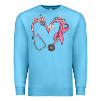 Ocean Blue stethoscope nurse medical breast cancer awareness Premium Sweatshirt - MaliasSmallBusiness