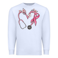 White stethoscope nurse medical breast cancer awareness Premium Sweatshirt - MaliasSmallBusiness