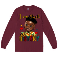 Burgundy i am black history black boy Long Sleeve Tee - HRA Design Shop