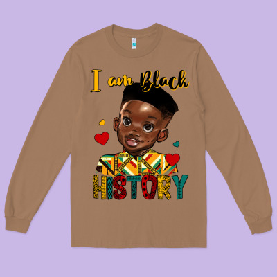 I Am Black History Black Boy Long Sleeve Tee Designed By Hra Design Shop