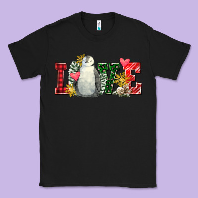 Christmas Penguin Love Classic Tee Designed By Fadigitalartstudio