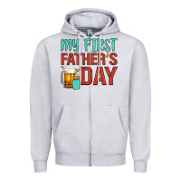 Heather Grey my first father's day Zipper Hoodie - Artiststas