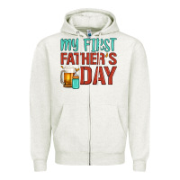 Oatmeal Heather my first father's day Zipper Hoodie - Artiststas