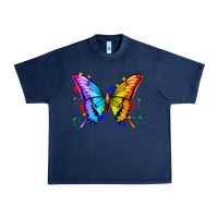 Navy rainbow butterfly Urban Heavy Tee - Zillion Design Studio