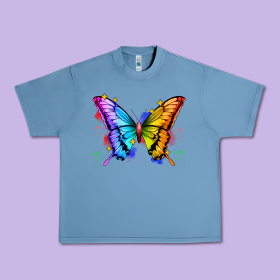 Rainbow Butterfly Urban Heavy Tee Designed By Zillion Design Studio