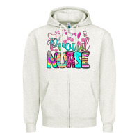 Oatmeal Heather proud nurse Zipper Hoodie - BundleAndBundleShop