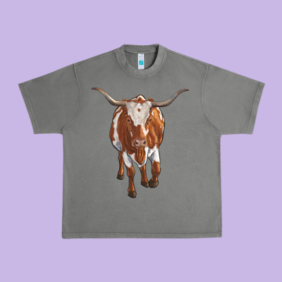 Longhorn Cow Urban Heavy Tee Designed By Ranaportraitstore