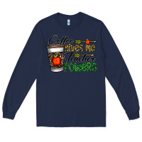 Navy coffee gives me teacher powers Long Sleeve Tee - CowhideDigitalArt