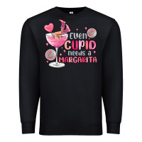 Black even cupid needs a margarita Premium Sweatshirt - MaliasSmallBusiness