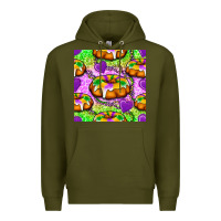 Army Green Mardi Gras king cake seamless pattern Premium Hoodie - BundleAndBundleShop