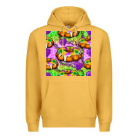 Mustard Mardi Gras king cake seamless pattern Premium Hoodie - BundleAndBundleShop