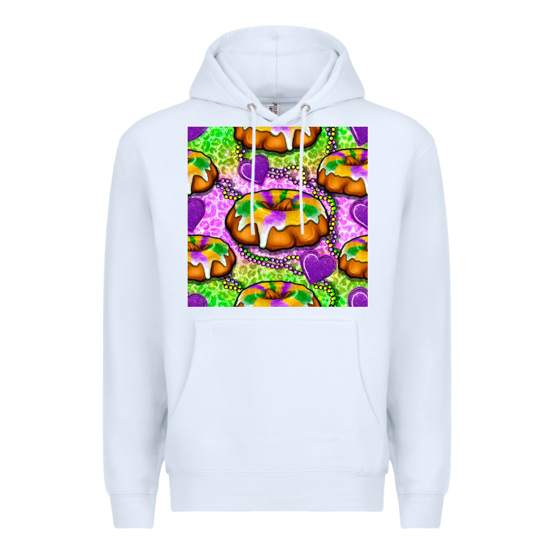 Mardi Gras King Cake Seamless Pattern Premium Hoodie by BundleAndBundleShop | Teevron