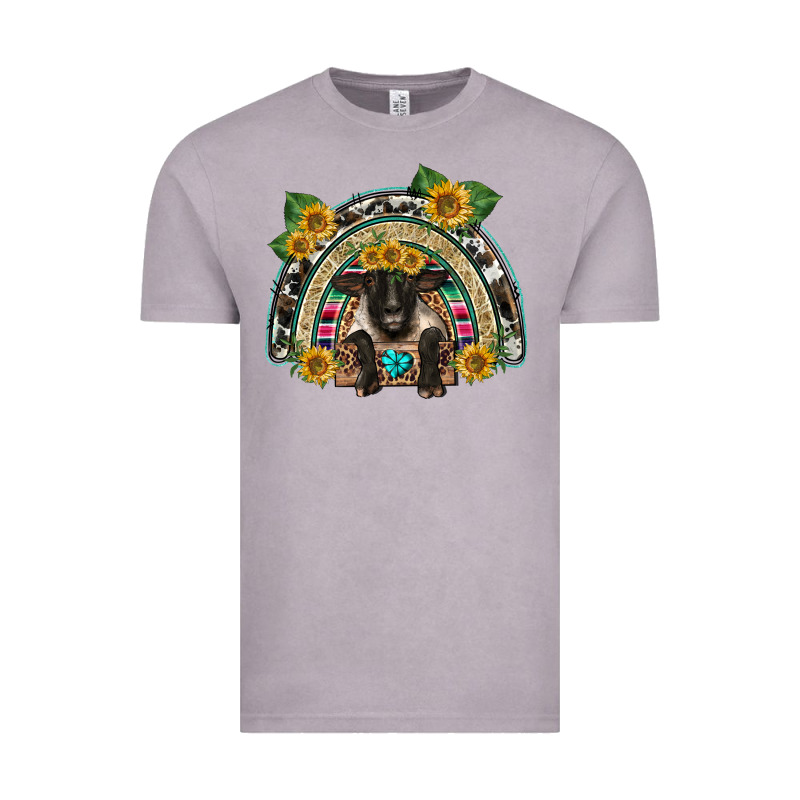 Suffolk Ewe Front Sunflowers Rainbow Vintage Tee by BarkalooDesign | Teevron