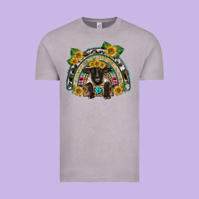 Suffolk Ewe Front Sunflowers Rainbow Vintage Tee Designed By Barkaloodesign