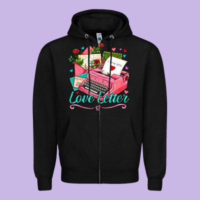 Love Letter With Typewriter Zipper Hoodie Designed By Adodesignshop