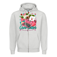 Dove Grey love letter with typewriter Zipper Hoodie - AdoDesignShop
