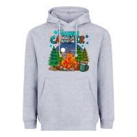 Heather Grey happy camper Heavyweight Hoodie - MaliasSmallBusiness